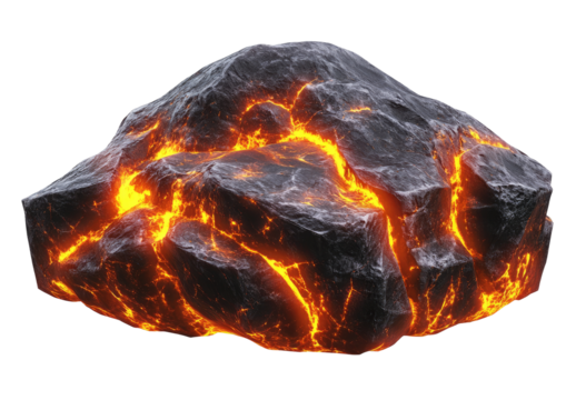 Molten rock mass, glowing with fiery orange lava within