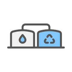 recycling waste filled outline icon. filtering waste color line illustration.