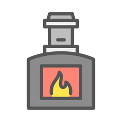 waste furnace filled outline icon. burning waste color line illustration.