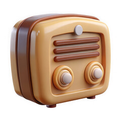 3d rendered retro radio illustration on a black background with soft lighting and vibrant colors