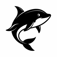 Obraz premium Cartoon dolphin jumping in the ocean isolated on white background