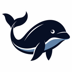 Obraz premium Cartoon dolphin swimming in the ocean isolated on white background