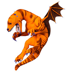 3D Rendering Fairy Tale Dragon on White