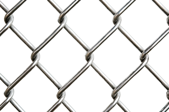 Close-up view of metallic chain-link fence