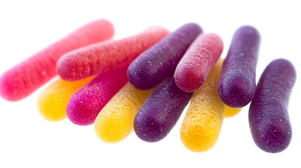 Colorful Gummy Worms Arranged in a Cluster