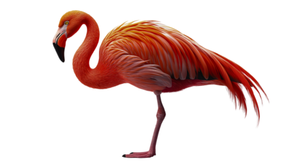 Flamingo Elegance: A graceful flamingo showcases its vibrant pink plumage, poised with elegance and poise. With its curved neck and slender legs, it epitomizes natural beauty and serenity.