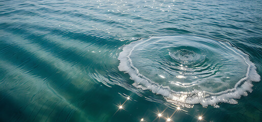 Clear turquoise water surface with sun reflections – tropical sea background