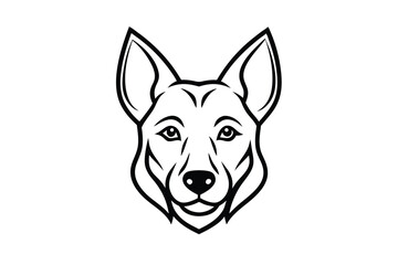 Stylized depicts a simple black and white drawing of a dog face