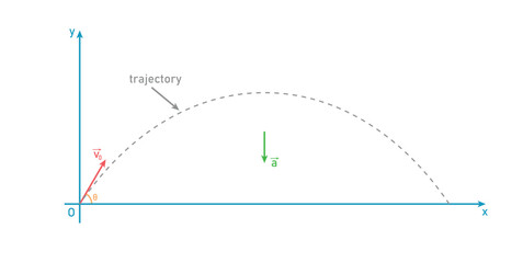 Trajectory of Projectile Motion in Physics.