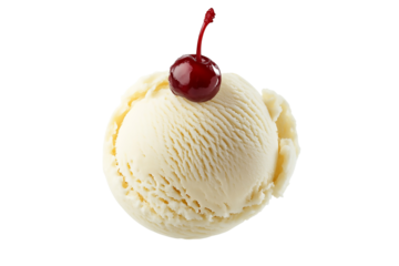 scoop of vanilla ice cream isolated on transparent background