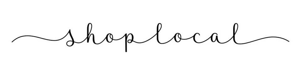 SHOP LOCAL black vector brush calligraphy banner with swashes
