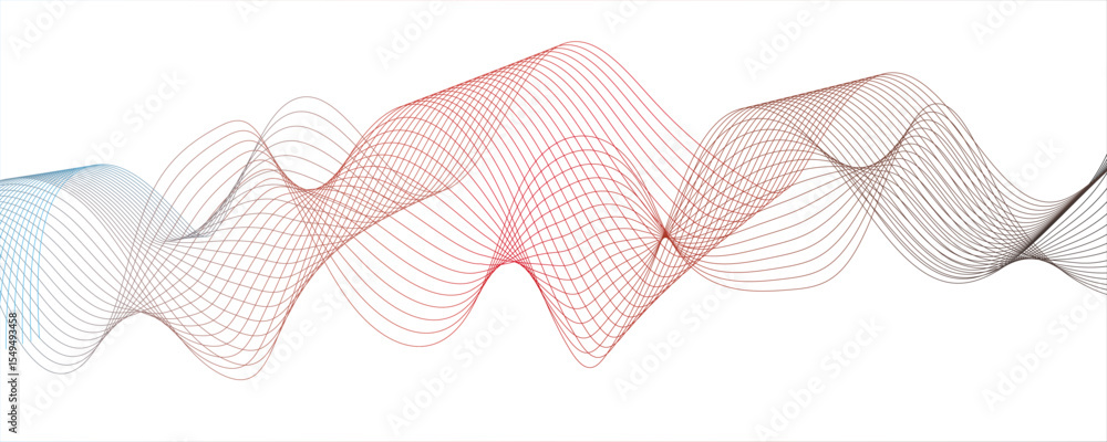 Poster abstract background with flowing waveforms or curved lines on white backdrop.modern digital and geom
