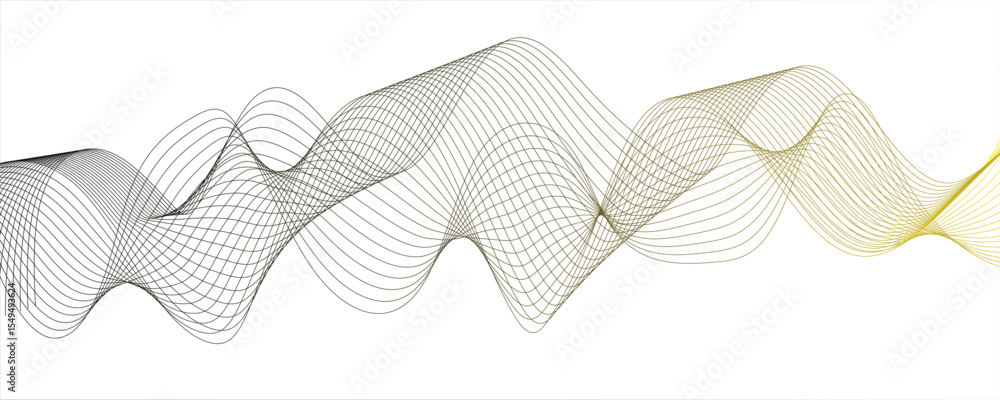 Poster abstract background with flowing waveforms or curved lines on white backdrop.modern digital and geom