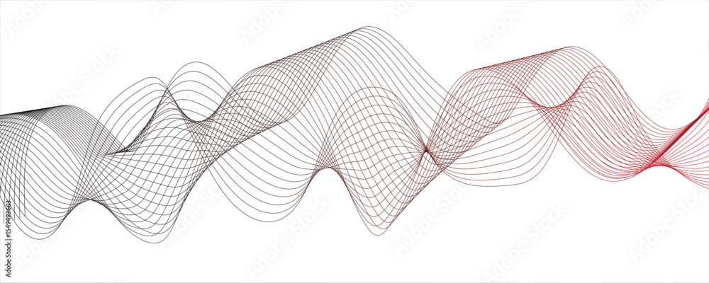 Poster abstract background with flowing waveforms or curved lines on white backdrop.modern digital and geom