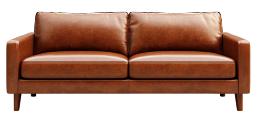 Two-seat leather couch, light brown