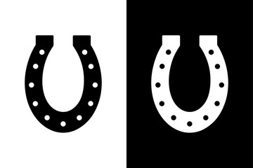 Horseshoe Symbol Vector Silhouette on Contrast Background.