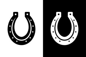 Lucky Horseshoe Silhouette Vector in Monochrome Style.