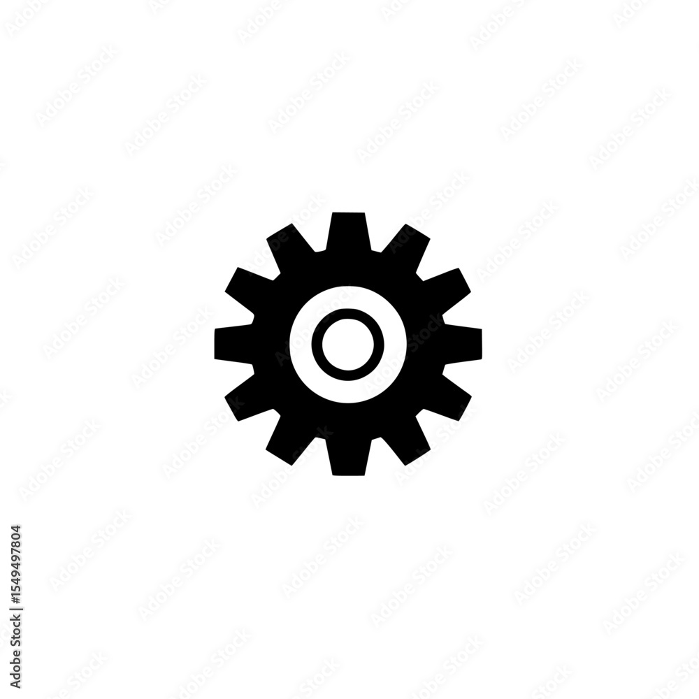 Poster detailed black icon representing a gear symbol, often used in design and technology contexts for var