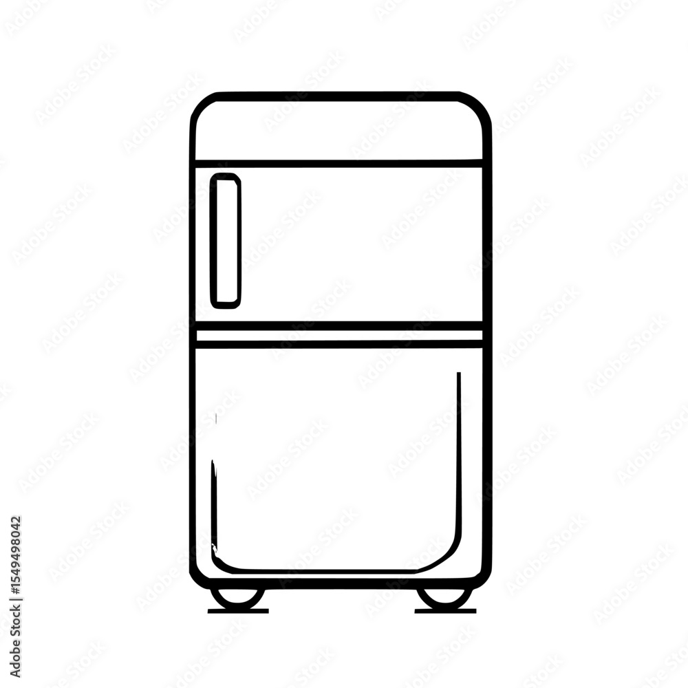 Poster simple black icon representing a refrigerator in a minimalist style suitable for various application
