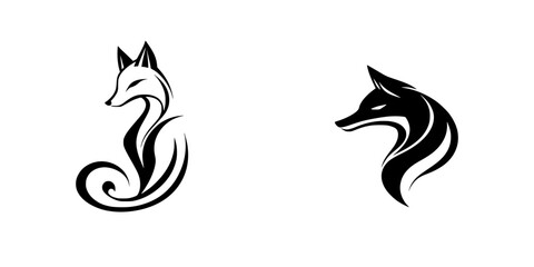 Obraz premium Stylized black fox icons displaying elegant shapes and fluid lines, ideal for modern design applications and branding projects