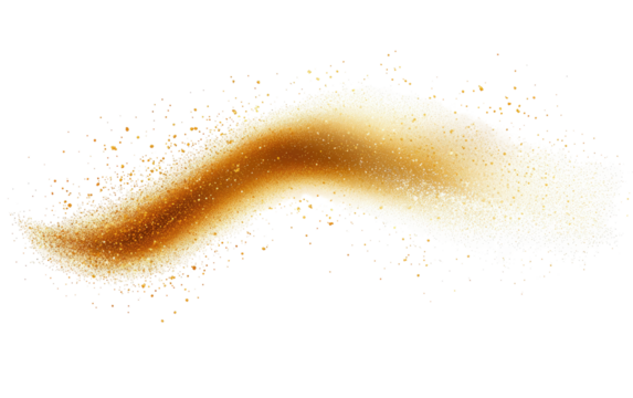Spilled golden-tan powder, streaking, dark background