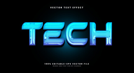Tech Chrome Style 3D editable text effect Template Suitable for modern gradient color © Vectorflow Studio