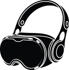 Silhouette of a AR (Augmented Reality) Headset Vector Design, Transparent Background.