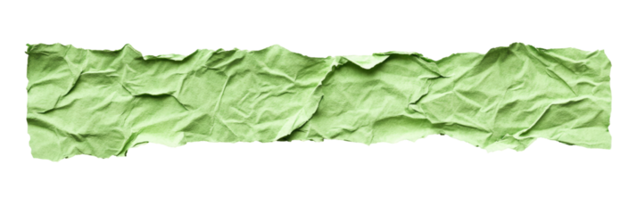 Crumpled light green paper strip
