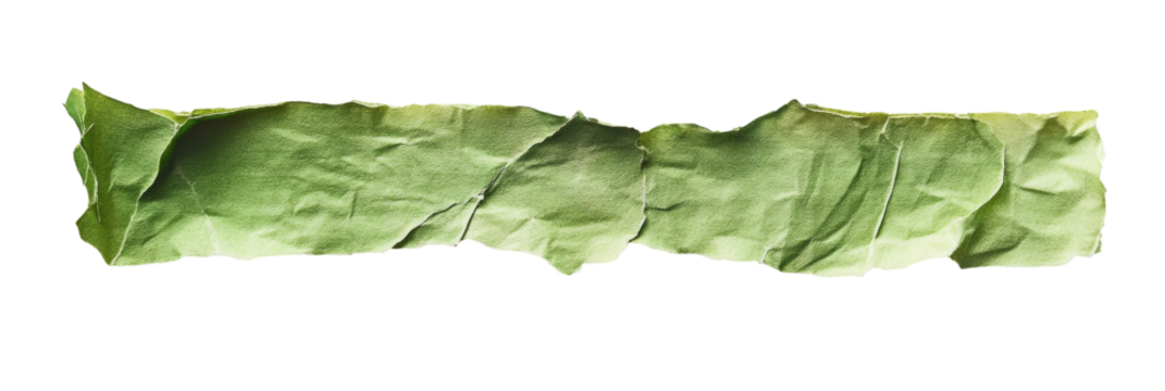 Crumpled, light green, irregular shape