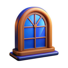 3d rendered illustration of a stylish brown and blue arched window isolated on black background