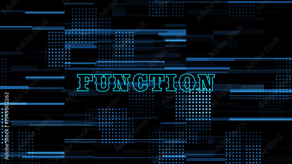 Fototapete abstract blue function text with geometric pattern on black background for technology the image feat
