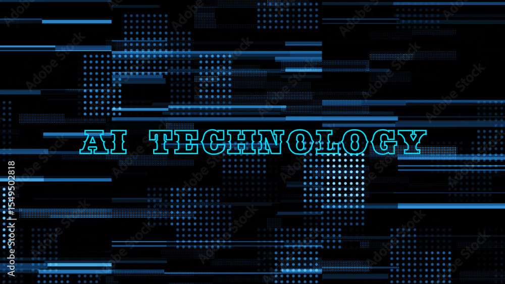 Poster futuristic ai technology background with blue lines dots and the word ai technology the image