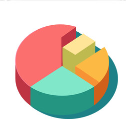 Obraz premium Colorful 3D pie chart graph illustrating business financial data growth and market success