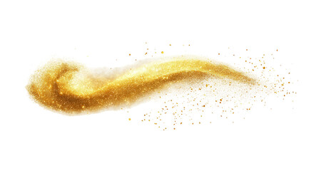 Golden, swirling, abstract liquid splash on black background