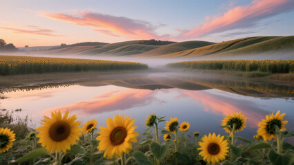 Sunflowers in the early morning