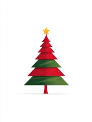 Colorful Christmas Tree Design with Star Topper and Flat Layers Suitable for Holiday Celebrations and Decorations