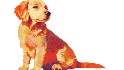Golden puppy, stylized, warm colors