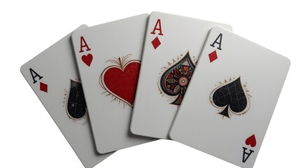 Four aces playing cards poker hand gambling casino game luck winning combination white background isolated 100 on transparent background