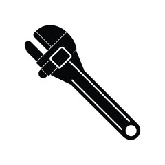 Adjustable Wrench Icon Silhouette Design for Repair and Maintenance