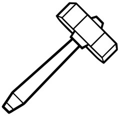 Black and White Hammer Vector Drawing
