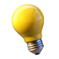 Realistic 3d rendered yellow light bulb isolated against a deep black background showcasing an idea