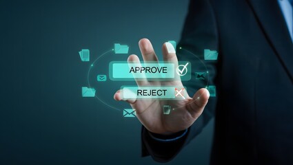 Business Hand Approving or Rejecting Digital Documents