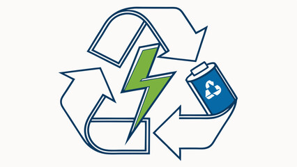 Obraz premium Recycling Symbol with Battery and Lightning Bolt Illustration.
