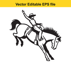 Dynamic Rodeo Ride A Cowboy's Thrilling Struggle Against a Bucking Horse an Exciting Display of Skill Strength and Determination in the Heart of Western Tradition