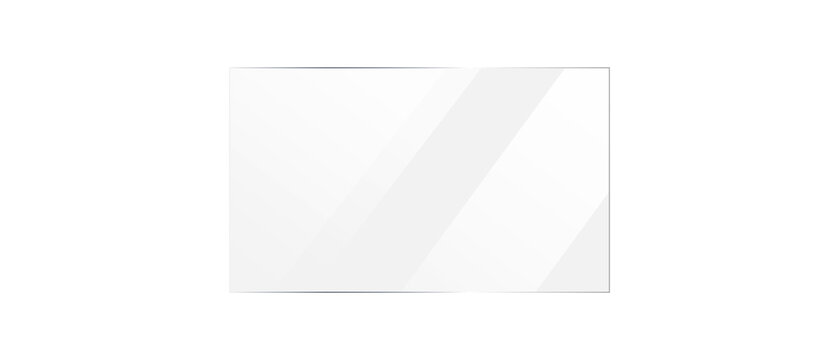 PNG transparent acrylic panel 16:9 with glossy shine and clear reflection. Vector plastic sheet for screen display or modern showcase design in 1920 resolution.