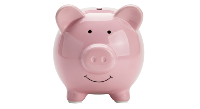 Isolated Pink Piggy Bank - Powered by Adobe