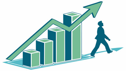 Business Growth Illustrated with Charts and a Silhouette.