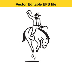 Fototapeta premium Dynamic Rodeo Ride A Cowboy's Thrilling Struggle Against a Bucking Horse an Exciting Display of Skill Strength and Determination in the Heart of Western Tradition