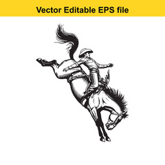 Dynamic Rodeo Ride A Cowboy's Thrilling Struggle Against a Bucking Horse an Exciting Display of Skill Strength and Determination in the Heart of Western Tradition