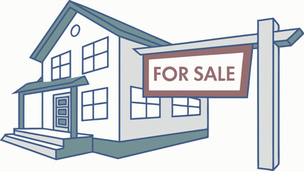 Fototapeta premium House for Sale with For Sale Sign.